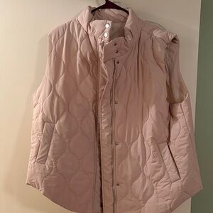 Light Pink Quilted Sleeveless Vest Jacket